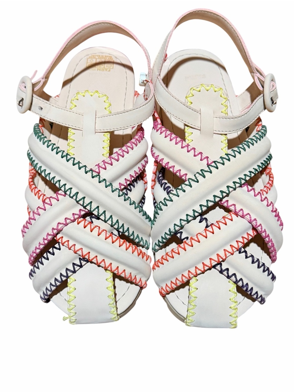 FARM Rio Cream Multi-Color Zigzag fisherman sandals NIB!! 🧡💚🩷